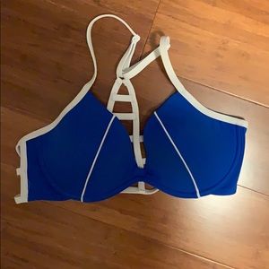 PINK blue and white strappy bikini top size L